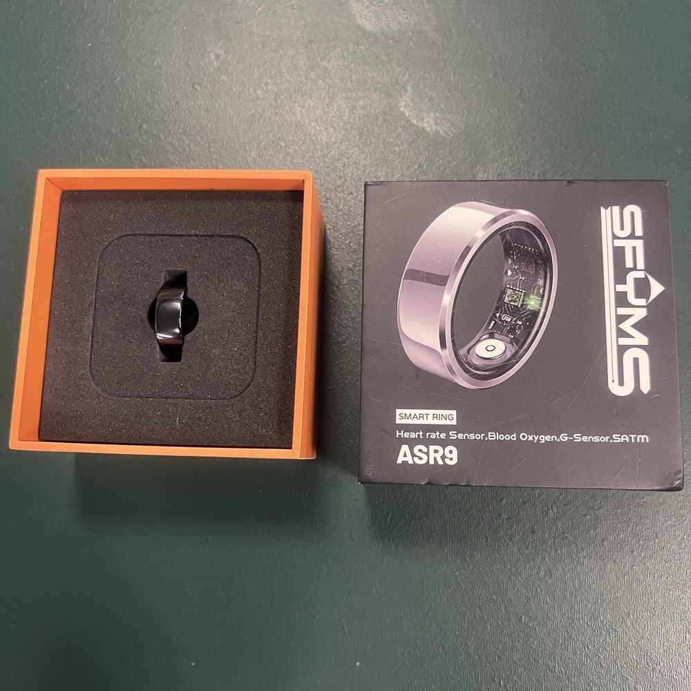 SFYMS ASR9 Smart Ring Ceramic Heart Rate Blood Oxygen Sensor 5ATM Black Size 9